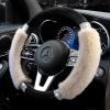 imageAchiou Rhinestone Fluffy Steering Wheel Cover  Comfortable NonSlip Luxury Faux Wool Universal Fit for 145quot to 15quot Steering WheelsBlack and White