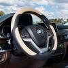 imageAchiou Steering Wheel Cover Microfiber Leather and Viscose Breathable Mesh Universal 14515 inch Refreshing and ComfortableWheat and Black