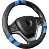 imageAchiou Gray Car Steering Wheel Cover Universal 15 inch with Grip Contours Leather Auto for Men and Women NonSlip Breathable Soft and ComfortableBlack  Blue