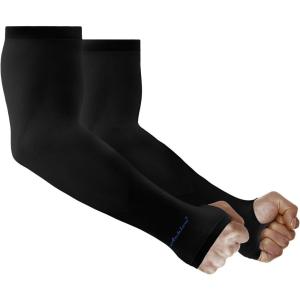 imageAchiou Arm Sun Sleeves Compression UV Protection Cooling for Men Women Summer Sunblock Basketball Football Cover Arms Tattoo1 Pair Black