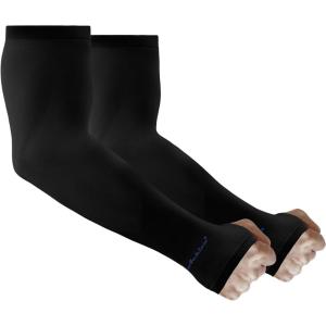 imageAchiou Arm Sun Sleeves Compression UV Protection Cooling for Men Women Summer Sunblock Basketball Football Cover Arms Tattoo2 Pairs Black