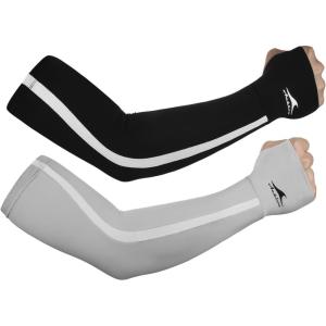 imageAchiou UV Protection Arm Sleeves for Women UPF50 Cooling Sunblock Sleeve Golf Football Outdoor Summer Activities1black1gray