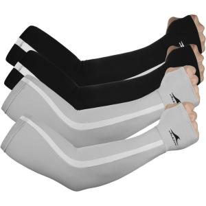 imageAchiou UV Protection Arm Sleeves for Women UPF50 Cooling Sunblock Sleeve Golf Football Outdoor Summer Activities2black2gray