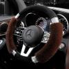 imageAchiou Rhinestone Fluffy Steering Wheel Cover  Comfortable NonSlip Luxury Faux Wool Universal Fit for 145quot to 15quot Steering WheelsBlack and Coffee