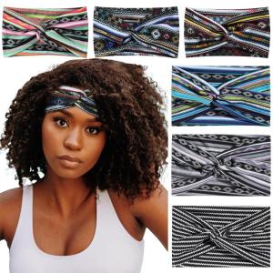 imageAchiou Boho Headbands for Women Twist Knotted Head Bands for Womens Curly Hair Non Slip Wide Turban Cloth Hairbands Elastic Hair Accessories for Girls Yoga 6 Pack Two SizeCombination C