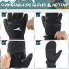imageAchiou Ski GlovesWinter Cold Weather Gloves for Men WomenWaterproof Touchscreen Snow MittensBlack