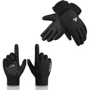 imageAchiou Winter Gloves for Men Women and Kids ski Gloves for 314 Years Old