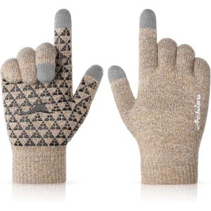 image:imageAchiou Winter Gloves Glove for Men Women Upgraded Touch Screen Texting Warm Running with Thermal Soft Knit LiningAlmondcamel