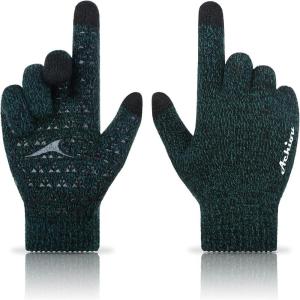 image:imageAchiou Winter Gloves Glove for Men Women Upgraded Touch Screen Texting Warm Running with Thermal Soft Knit LiningBlack  Green
