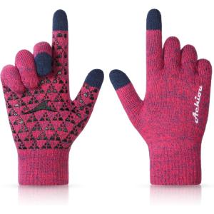 image:imageAchiou Winter Gloves Glove for Men Women Upgraded Touch Screen Texting Warm Running with Thermal Soft Knit LiningBlueberryred