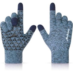 image:imageAchiou Winter Gloves Glove for Men Women Upgraded Touch Screen Texting Warm Running with Thermal Soft Knit LiningGreyblue