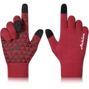 image:imageAchiou Winter Gloves Glove for Men Women Upgraded Touch Screen Texting Warm Running with Thermal Soft Knit LiningRed