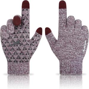 image:imageAchiou Winter Gloves Glove for Men Women Upgraded Touch Screen Texting Warm Running with Thermal Soft Knit LiningWhite  Burgundy