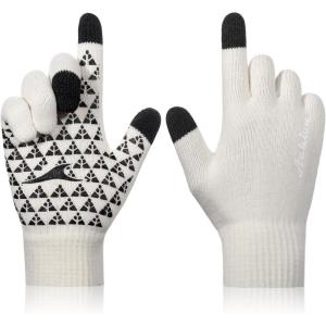 image:imageAchiou Winter Gloves Glove for Men Women Upgraded Touch Screen Texting Warm Running with Thermal Soft Knit LiningWhite
